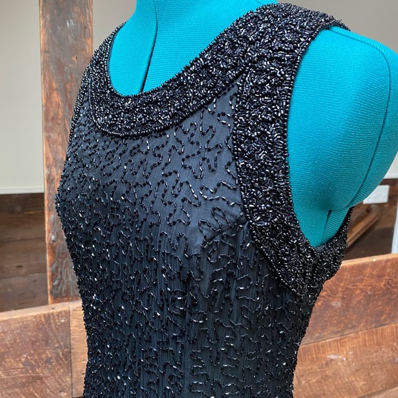 ✨HP✨ Vintage Laurence Kazar Beaded Silk Cocktail Dress - Picture 11 of 14